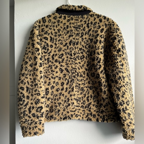 Madewell Sherpa Bomber Jacket in Leopard Size Small - Picture 5 of 15